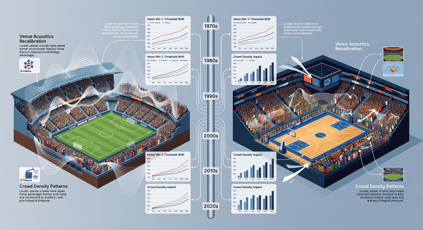 Historic view of a packed soccer stadium during a derby match showing dense crowd distribution and acoustic design elements