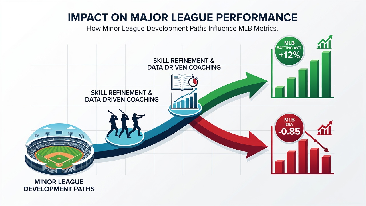 Statistical chart displaying correlations between minor league experience and major league ERA trends from 2010 to 2025
