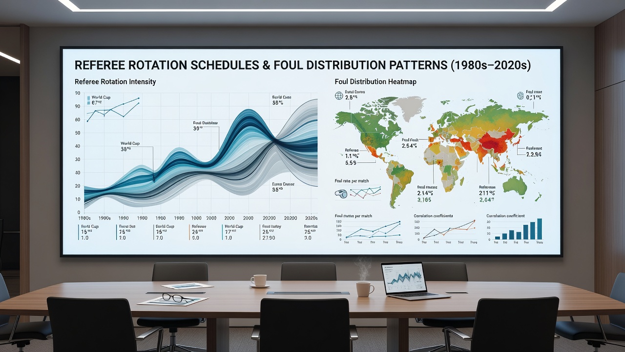 Modern data visualization of foul distribution patterns in recent international tournaments under current referee rotation systems