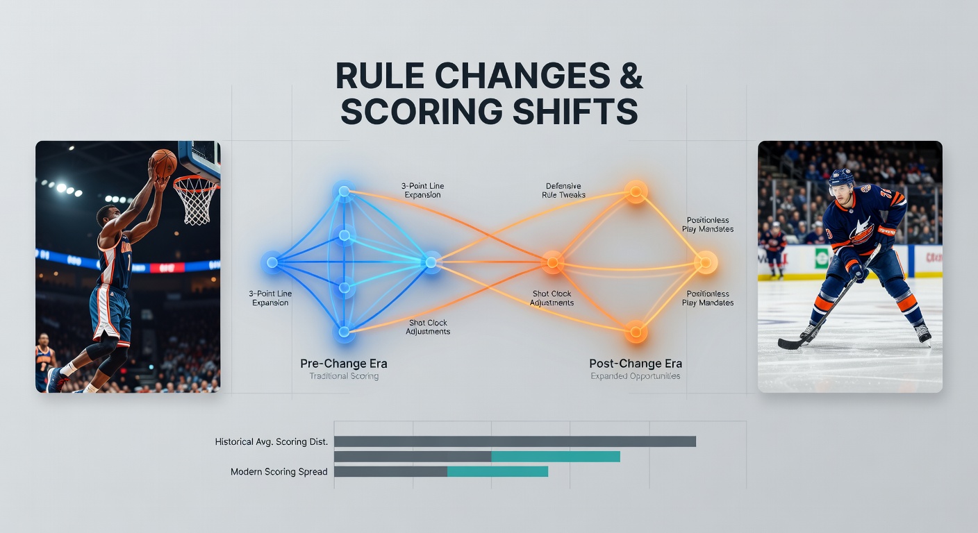 Charts showing positional scoring share changes before and after key rule updates